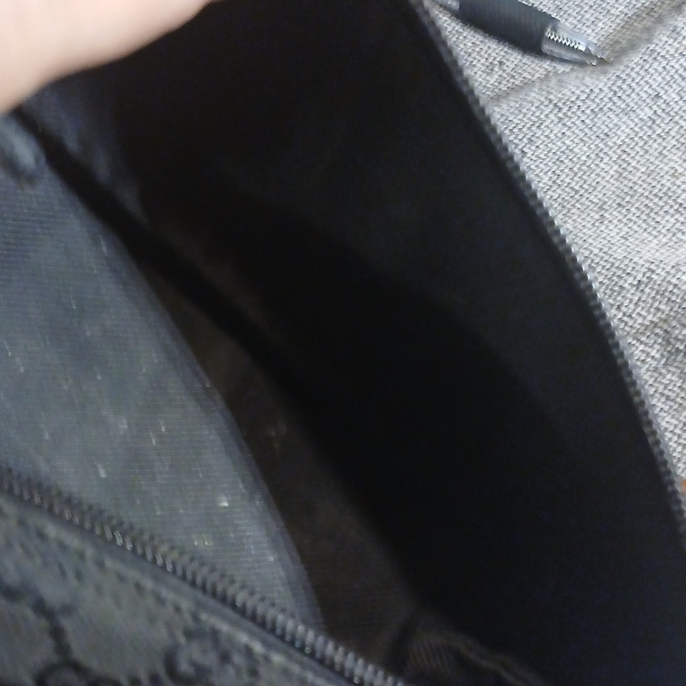 Authentic Gucci Vintage Hand Bag Pouch Purse GG Canvas Leather Black - Picture 14 of 16